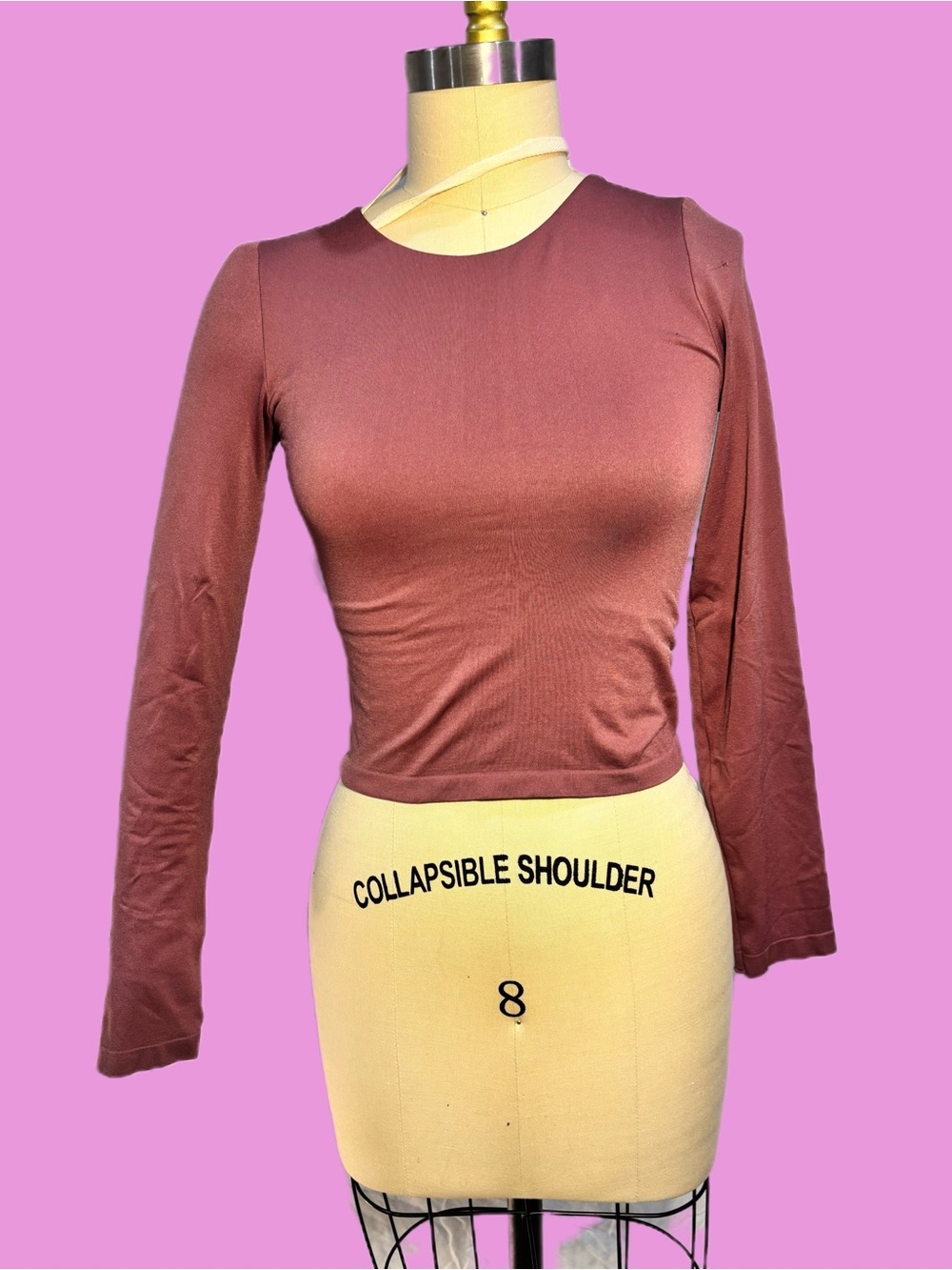 Altar'd State Long Sleeve Scoop Neck Top in Dusty Rose